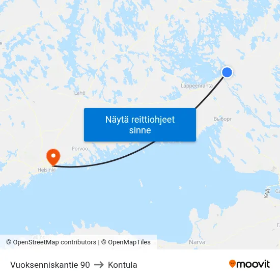 Vuoksenniskantie 90 to Kontula map