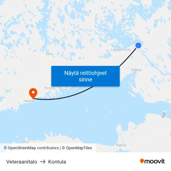 Veteraanitalo to Kontula map