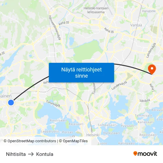 Nihtisilta to Kontula map