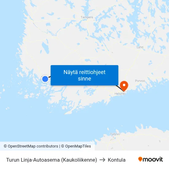Turun Linja-Autoasema (Kaukoliikenne) to Kontula map
