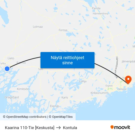Kaarina 110-Tie [Keskusta] to Kontula map