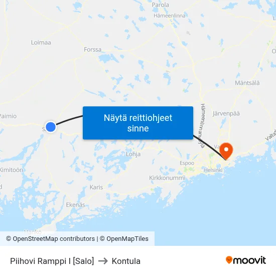 Piihovi Ramppi I [Salo] to Kontula map