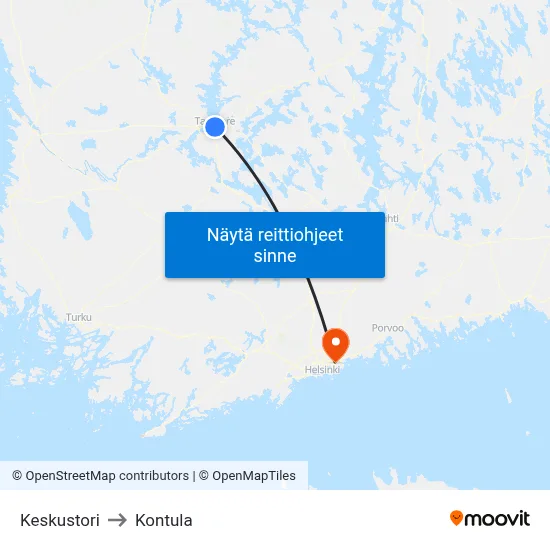 Keskustori to Kontula map