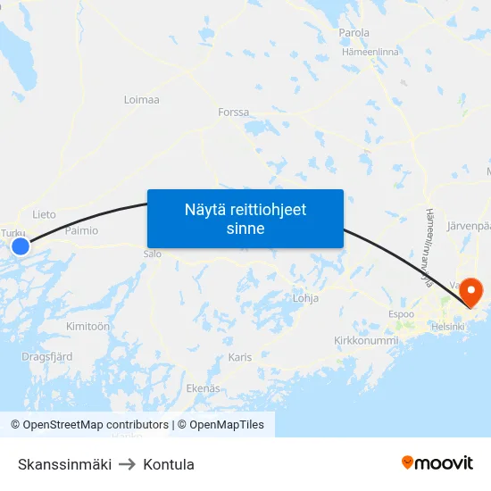 Skanssinmäki to Kontula map