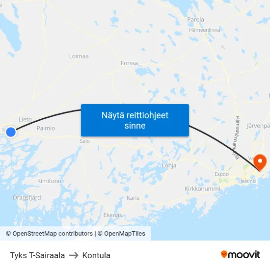 Tyks T-Sairaala | 🏥 to Kontula map
