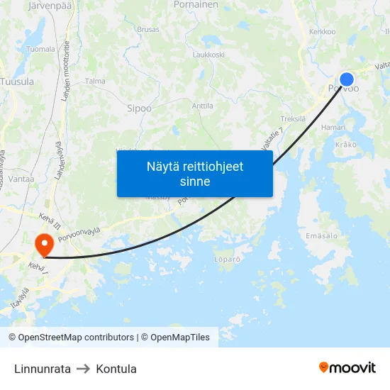 Linnunrata to Kontula map