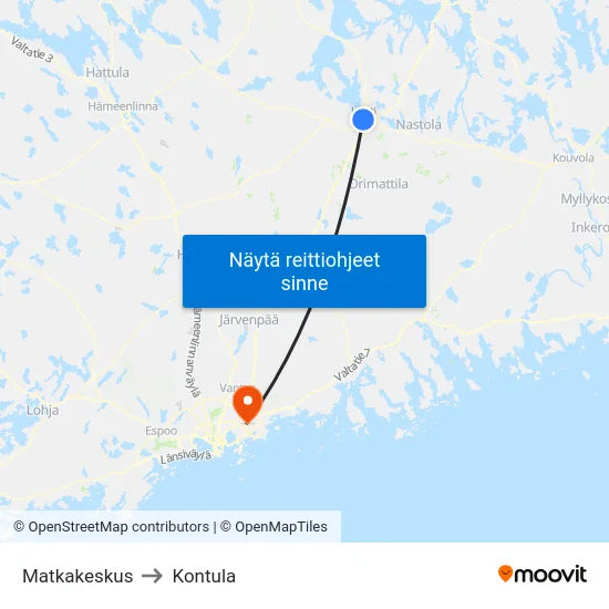 Matkakeskus to Kontula map