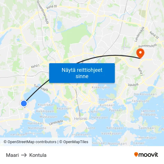 Maari to Kontula map