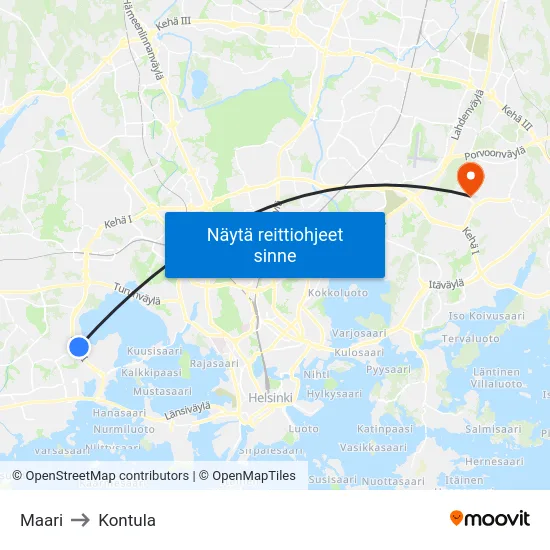 Maari to Kontula map