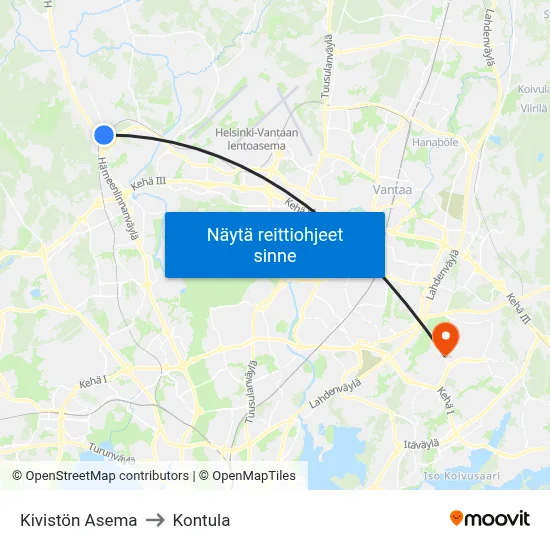 Kivistön Asema to Kontula map