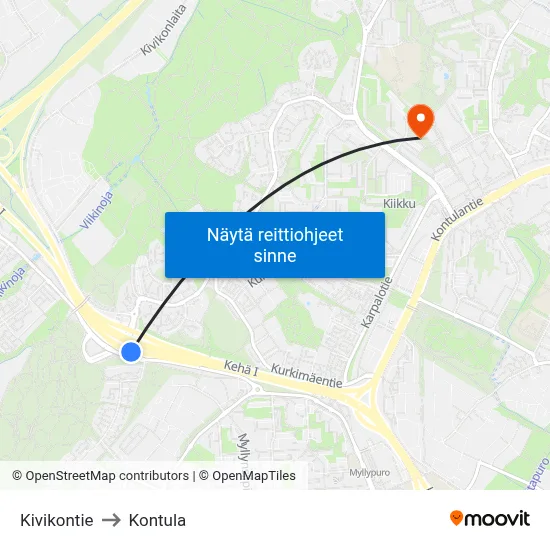 Kivikontie to Kontula map