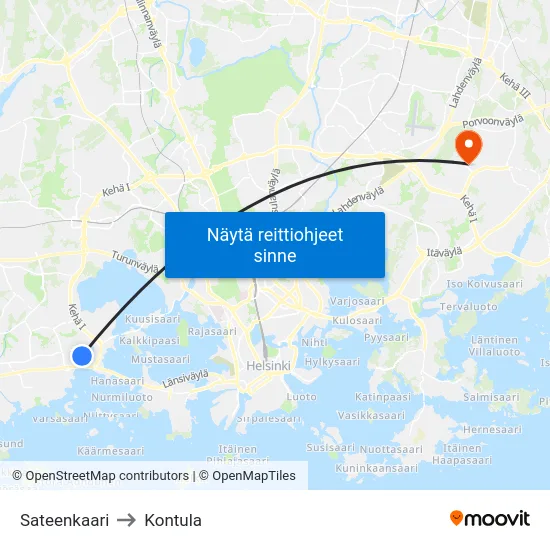 Sateenkaari to Kontula map