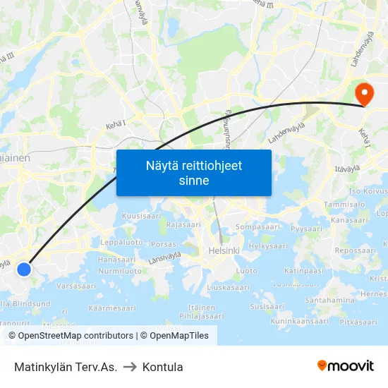 Matinkylän Terv.As. to Kontula map