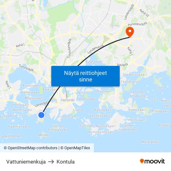 Vattuniemenkuja to Kontula map