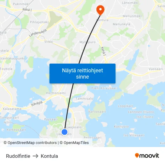 Rudolfintie to Kontula map