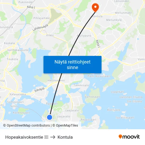 Hopeakaivoksentie 🌳🏟️ to Kontula map
