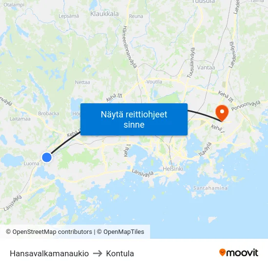 Hansavalkamanaukio to Kontula map