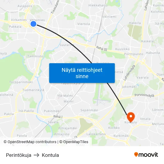 Perintökuja to Kontula map