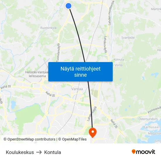 Koulukeskus to Kontula map
