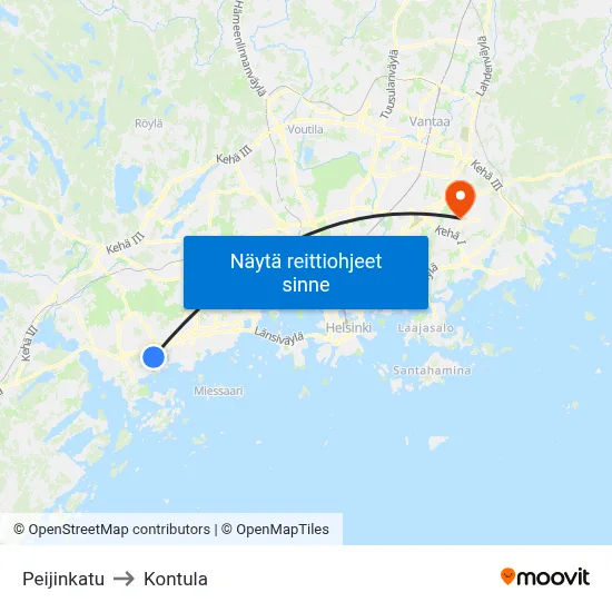 Peijinkatu to Kontula map