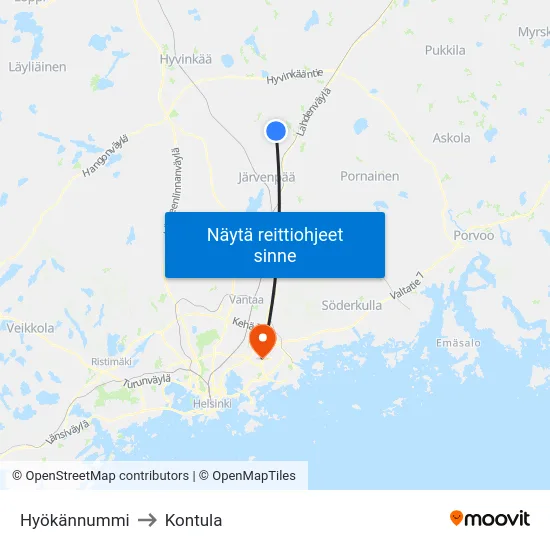 Hyökännummi to Kontula map