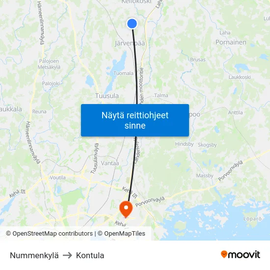 Nummenkylä to Kontula map