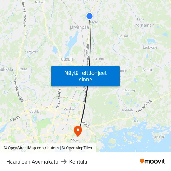 Haarajoen Asemakatu to Kontula map