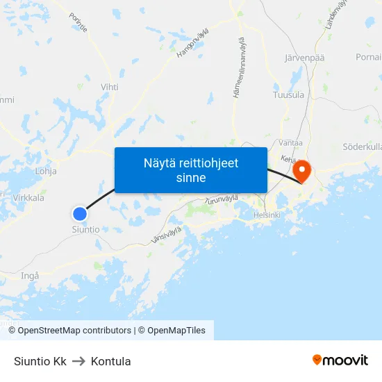Siuntio Kk to Kontula map