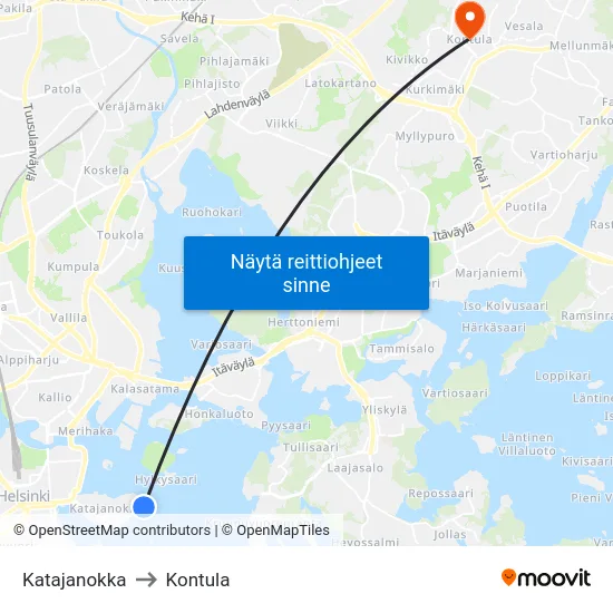 Katajanokka to Kontula map