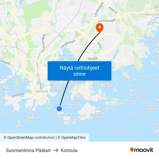 Suomenlinna Päälait to Kontula map
