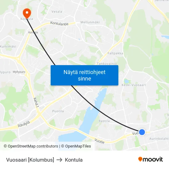 Vuosaari [Kolumbus] to Kontula map