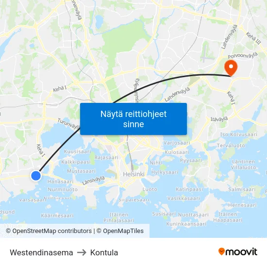 Westendinasema to Kontula map