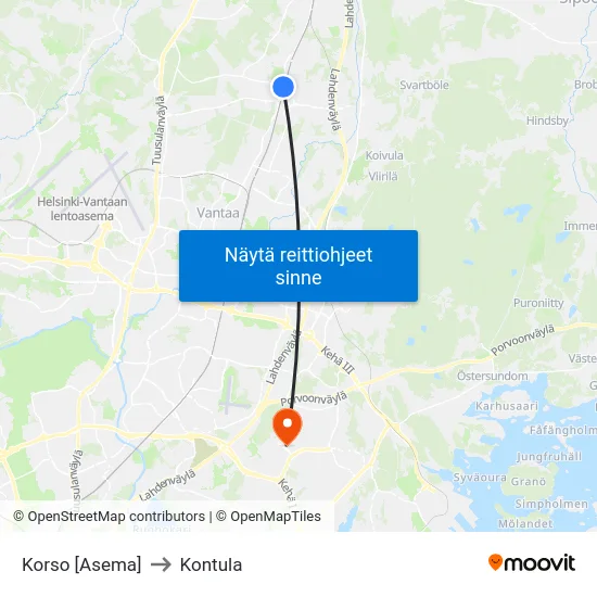 Korso [Asema] to Kontula map