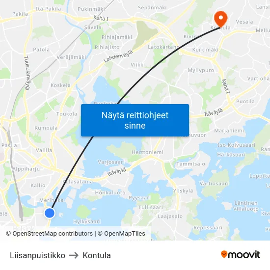 Liisanpuistikko to Kontula map