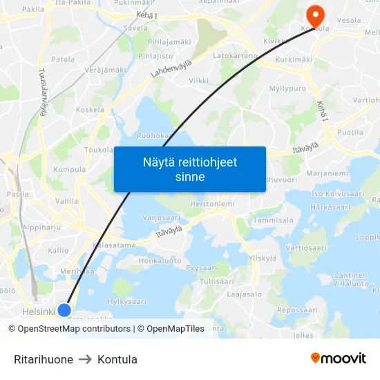 Ritarihuone to Kontula map