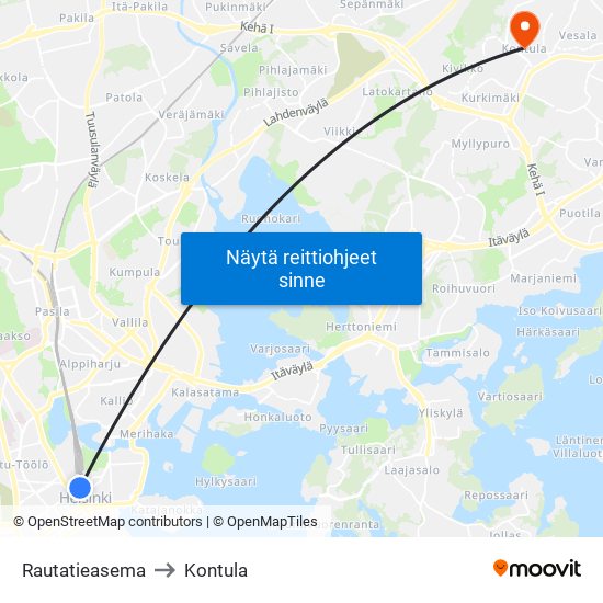 Rautatieasema to Kontula map