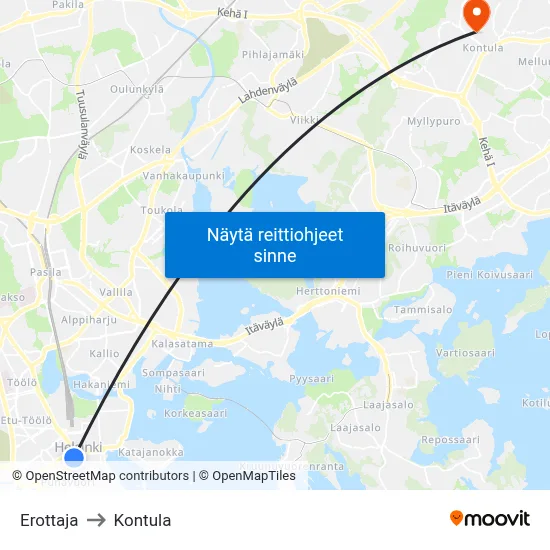 Erottaja to Kontula map