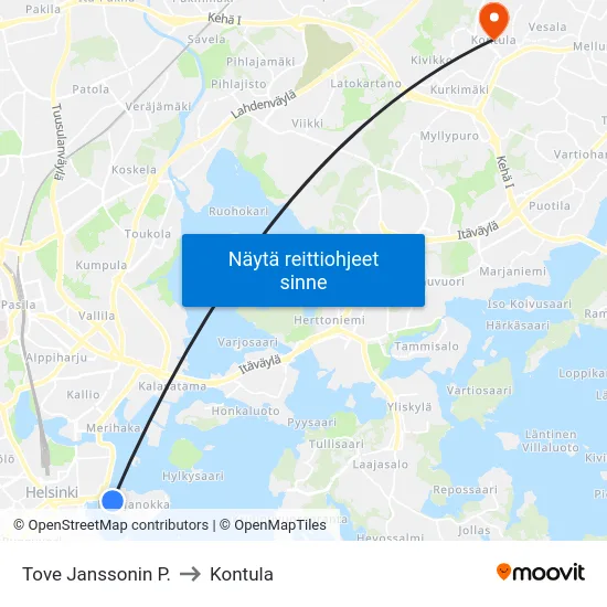 Tove Janssonin P. to Kontula map