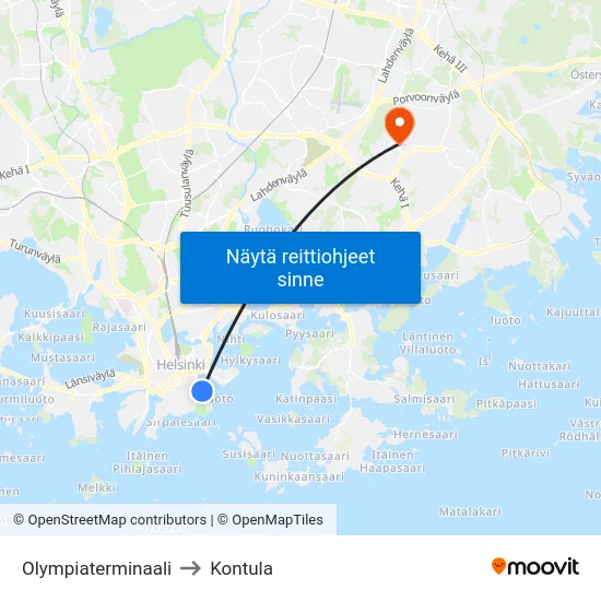 Olympiaterminaali to Kontula map