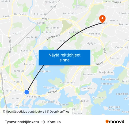 Tynnyrintekijänkatu to Kontula map