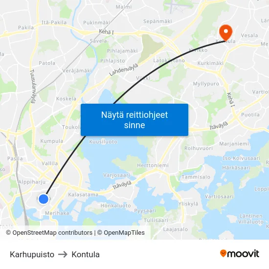 Karhupuisto to Kontula map