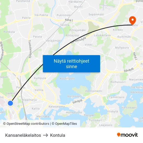 Kansaneläkelaitos to Kontula map