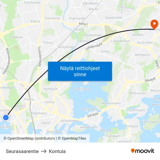 Seurasaarentie to Kontula map