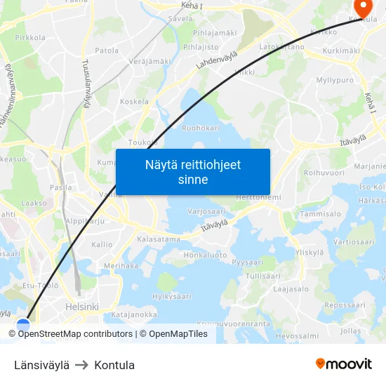 Länsiväylä to Kontula map