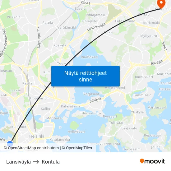 Länsiväylä to Kontula map
