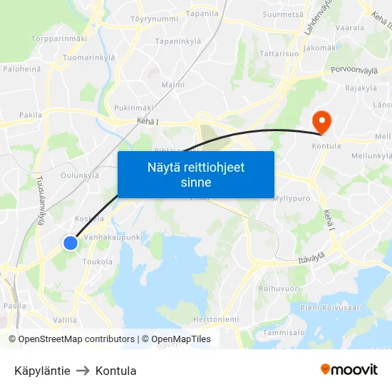 Käpyläntie to Kontula map