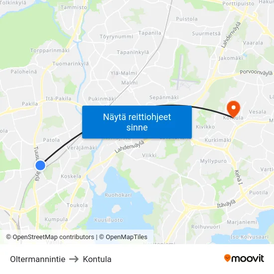 Oltermannintie to Kontula map