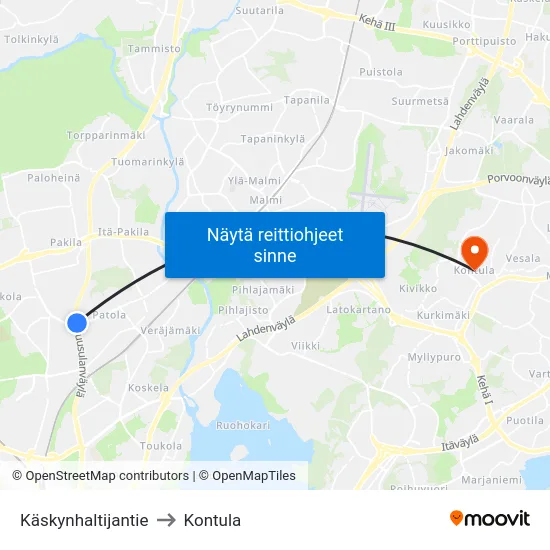 Käskynhaltijantie to Kontula map
