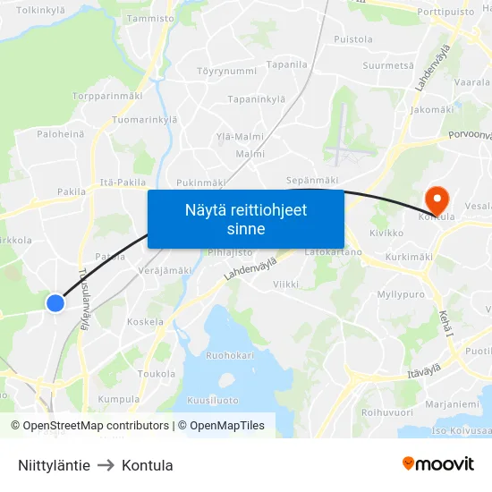Niittyläntie to Kontula map