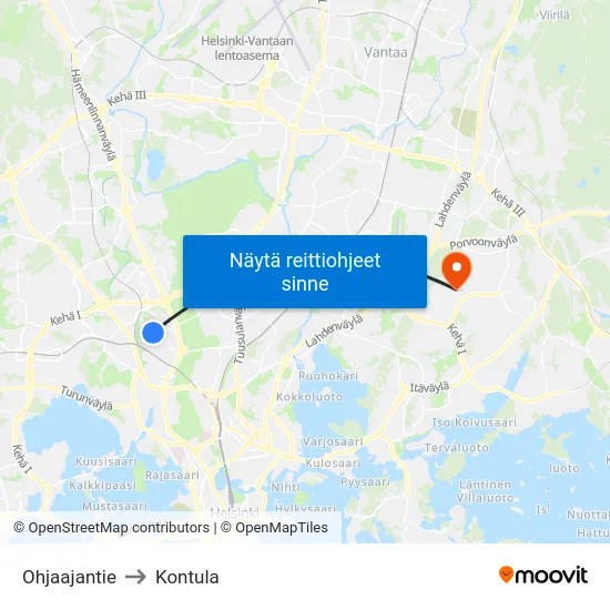 Ohjaajantie to Kontula map